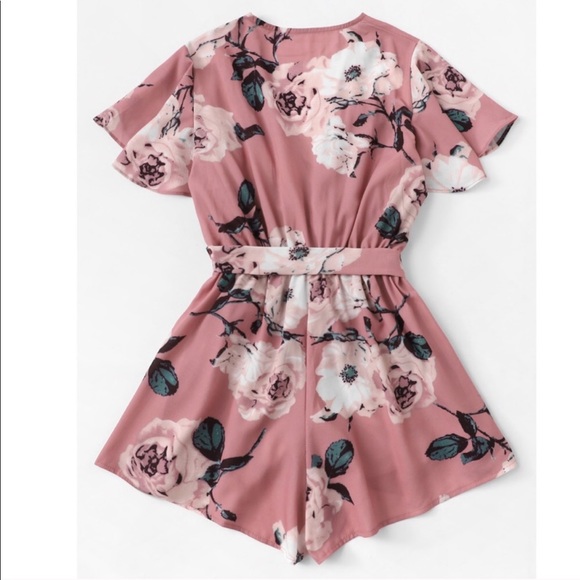 ROSA💗 blush pink rose floral print romper - Picture 2 of 3